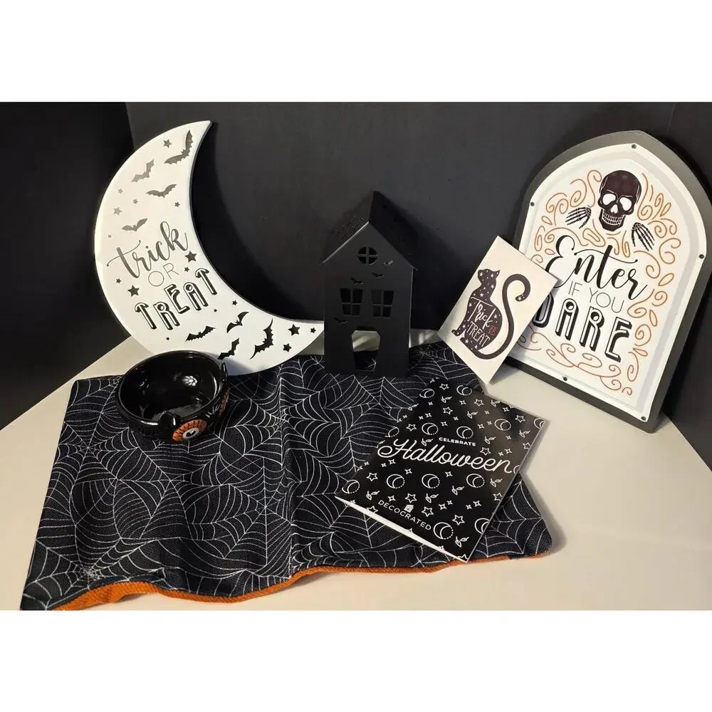 Decocrated Halloween Home Decor Bundle Unisex OS Black Orange White Spooky Goth